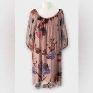 Bellambra (made in Italy) Floral Print Silk Blend Dress 3/4 Sleeve Sizes S/M